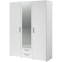 Armoire VARIA - Décor blanc - 3 portes  + 2 tiroirs + miroir - L 150 x H 200 x 51 cm(m-2)