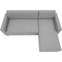 Canapé d'angle fixe 4 places BOB - Tissu souris - Réversible - L 197 x P 117 x H 65 cm(m-4)