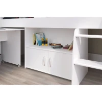Lit combiné enfant PARISOT ZOLA - Blanc - 90x200 cm - Sommier inclus(m-5)