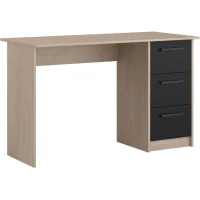 PARISOT Bureau droit 3 tiroirs - Décor chene/noir - L 121,4 x P 55 x H 74.5 cm - ESSENTIEL(m-4)