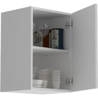 Meuble haut de cuisine OSLO - Blanc mat - 1 porte + tablette - L 40 x P 36 x H 58 cm(m-3)