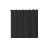 Dressing ARTIC avec rideau - L 198 x H 203 cm  - 2 colonnes + 2 penderies + 2 tiroirs - Chene Jackson et noir(m-5)