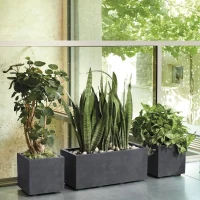 DEROMA Pot de fleurs Cube Millennium R - 25 x H25 cm - Anthracite - A réserve d'eau(m-3)