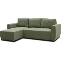 Canapé d'angle convertible réversible 3 a 4 places - PHARELL - Tissu olive - Coffre de rangement - L 224 x P 155 x H 85 cm(m-3)
