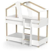 DEMEYERE Lits superposés TIMBER - 90 x 200 cm - Sommiers a lattes inclus - Bois et blanc(m-3)