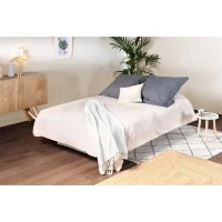 Banquette clic clac 3 places - Matelas 17 cm - Tissu gris clair - L199 x P96 x H103 cm - CHLoe(m-3)