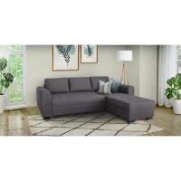 Canapé d'angle fixe réversible 4 places - Tissu Anthracite - L245 x P150 x H86 cm - HAMILTON - Fabriqué en Ukraine(m-2)