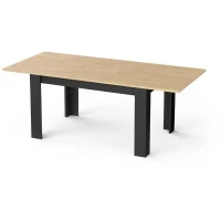 Table extensible - CRAFT - Rectangulaire - Décor mélamine chene hamilton et noir mat - 6 places - 160 / 200 x 90 cm - DEMEYERE(m-6)