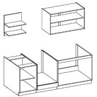 Cuisine complete PREGO - L 210 cm - Décor gris Graphit - Plan de travail 210 cm inclus(m-6)