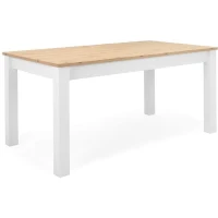 Table a manger extensible BERGEN - Décor chene artisan et blanc - Rallonge 55 cm - Jusqu'a 12 personnes - L 160-215 x P 90 x H 75 cm(m-1)