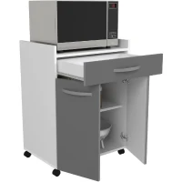 OSLO Desserte de 60 cm - 1 Tiroir et 1 Porte - L 60 x P 44 x H 81 cm - Coloris Gris brillant - EKIPA(m-5)