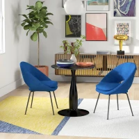 HOMCOM Ronde Eettafel, Poedergecoat Staal, MDF met Melamine, Antislip Voetjes, 70 x 74 cm, Zwart(m-10)