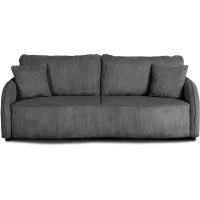 Canapé convertible 3 places - BARI - Velours cotelé - Anthracite - Coffre de rangement - 215 x 89 x 100 cm(m-3)