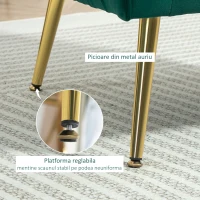 HOMCOM Fotoliu Catifea Verde – Picioare Auriu Metal, Stil Elegant(m-5)