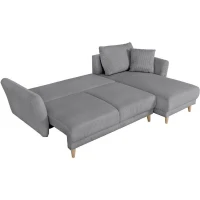 Canapé d'angle convertible réversible - 3 / 4 places - CLAUDIUS - Tissu Velours côtelé Anthracite - Coffre - 244 x 158 x 86 cm(m-5)