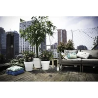 ELHO Pot de fleurs rond avec roues Loft Urban - Ø 38.5 x 35,3 cm - Blanc(m-3)