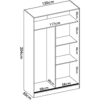 Armoire de chambre - Blanc - 2 portes coulissantes - 120 x 50 x 204 cm(m-6)