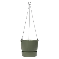 ELHO Pot de fleurs a suspendre Greenville - Ø 23,9 x H 20,3 cm - Extérieur - Vert feuille(m-1)