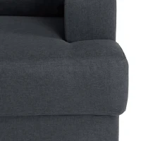 Canapé d'angle gauche 4 places Paul - Tissu gris anthracite - L 215 x P 140 cm - Fabriqué en Ukraine(m-6)