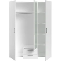 Armoire VARIA - Décor blanc - 3 portes  + 2 tiroirs + miroir - L 150 x H 200 x 51 cm(m-6)