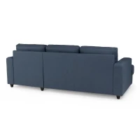 Canapé d'angle droit 4 places - Tissu bleu - Contemporain - L 215 x P 140 H 86 cm - PAUL(m-5)