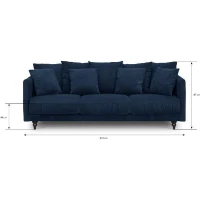 Canapé droit fixe 4 places - Tissu bleu - Classique - L 212 x P 93 cm - CONSTANCE(m-5)