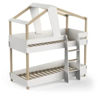 DEMEYERE Lits superposés TIMBER - 90 x 200 cm - Sommiers a lattes inclus - Bois et blanc(m-6)