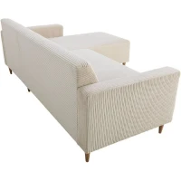 Canapé d'angle réversible - 3 places - BOB - Velours cotelé - Ecru - 197 x 138 x 65 cm(m-5)