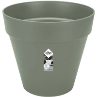ELHO Pot de fleurs Rond LOFT URBAN - Plastique - Percé - Réservoir - Avec roulettes - Ø38,5 x H35,3 cm - Vert(m-1)