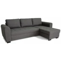 Canapé d'angle fixe réversible 4 places - Tissu Anthracite - L245 x P150 x H86 cm - HAMILTON - Fabriqué en Ukraine(m-1)