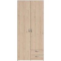 Armoire VARIA - Décor chene et blanc - 2 portes - 2 tiroirs - 80,7 x 185 x 51,3(m-4)