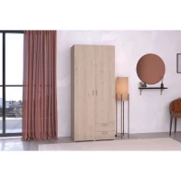 Armoire VARIA - Décor chene et blanc - 2 portes - 2 tiroirs - 80,7 x 185 x 51,3(m-1)