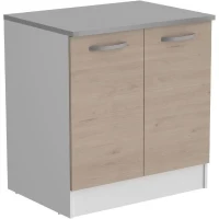 OSLO Meuble Bas 2 portes + plan - Décor Chene Jackson - L 80 x P 60 x H 86 cm(m-1)