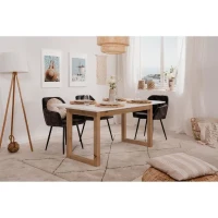Table a manger - DENVER - Extensible - 10 personnes - Chene artisan / Blanc - 160- 200 x 90 x 75 cm(m-3)