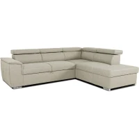 Canapé d'angle convertible réversible avec coffre - 5 places - DAYTONA - Tissu beige - 260 x 77 / 94 x 216 cm(m-3)