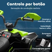 AIYAPLAY Quadricilo Elétrico para Crianças 24V com 2 Lugares 2 Motores Velocidade até 6,5 km/h Faróis Buzina Música e USB 109x68,5x76 cm Verde(m-9)