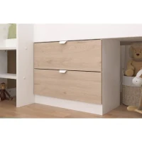 PARISOT SLIDE - Lit toboggan enfant - Décor Blanc et Chene Jackson - Sommier inclus - 90 x 200 cm(m-6)