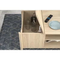 Ensemble Table basse avec coffre et Meuble Tv - BETTY - Panneau de particules - Décor Chene - PARISOT(m-5)