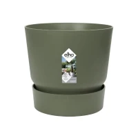 ELHO Pot de fleurs rond Greenville 30 - Extérieur - Ø 29,5 x H 27,8 cm - Vert feuille(m-2)