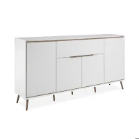 Buffet - ARONA 51B - Blanc / Chene artisan - 4 portes, 1 tiroir - 175 x 90 x 38 cm(m-1)