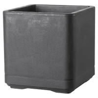 DEROMA Pot de fleurs Cube Cosmo - 38 x h39 cm - Anthracite - A réserve d'eau - Roulettes(m-1)