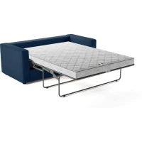 Canapé 3 places - Delta - Tissu Bleu - Convertible semi-express matelas 13cm - 190 x 92 x 90 cm(m-6)