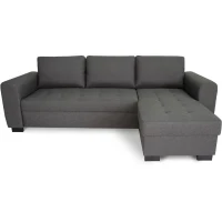 Canapé d'angle fixe réversible 4 places - Tissu Anthracite - L245 x P150 x H86 cm - HAMILTON - Fabriqué en Ukraine(m-3)