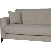 Canapé convertible 3 places - BERGAMO - Tissu beige - 2 coussins - coffre de rangement -  230 x 85 x 89 cm(m-5)