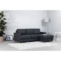 Canapé d'angle droit 4 places Paul - Tissu gris anthracite - L 215 x p 140 cm(m-2)