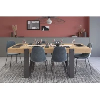 Ensemble enfilade + table LOFT - PARISOT - Chene Artisan et gris - 3 portes - 8 personnes(m-3)