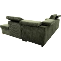 Canapé d'angle convertible réversible - 5 places - DAYTONA - Velours Kaki - Coffre de rangement - L260 x H94 x P216 cm(m-6)