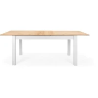 Table a manger extensible BERGEN - Décor chene artisan et blanc - Rallonge 55 cm - Jusqu'a 12 personnes - L 160-215 x P 90 x H 75 cm(m-3)