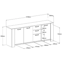Ensemble enfilade + table LOFT - PARISOT - Chene Artisan et gris - 3 portes - 8 personnes(m-6)