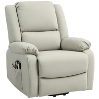 HOMCOM Sillón Levanta Personas Eléctrico con 8 Punto de Masaje Función Calentamiento 2 Controles Remotos y Bolsillo Gris Claro(m-11)